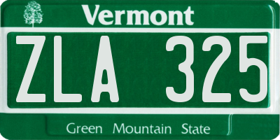VT license plate ZLA325