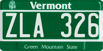 VT license plate ZLA326
