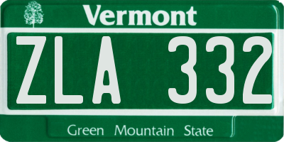 VT license plate ZLA332