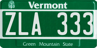 VT license plate ZLA333