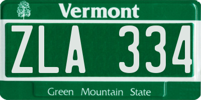 VT license plate ZLA334