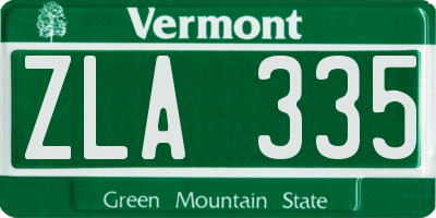 VT license plate ZLA335