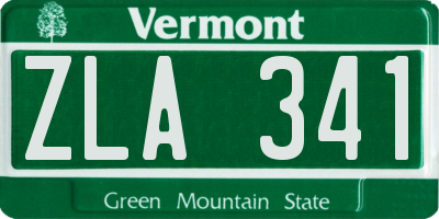 VT license plate ZLA341