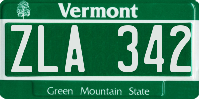 VT license plate ZLA342