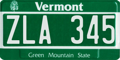 VT license plate ZLA345