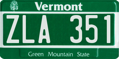 VT license plate ZLA351