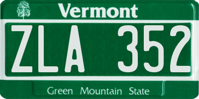 VT license plate ZLA352