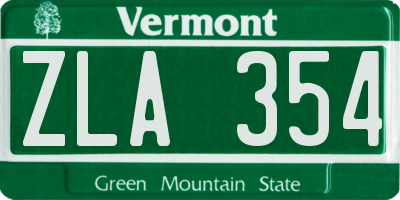 VT license plate ZLA354