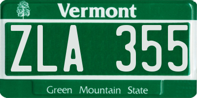 VT license plate ZLA355
