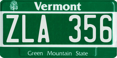 VT license plate ZLA356