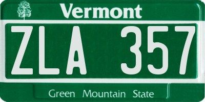 VT license plate ZLA357