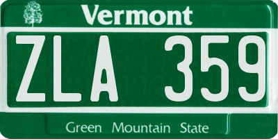 VT license plate ZLA359