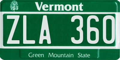 VT license plate ZLA360