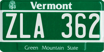 VT license plate ZLA362