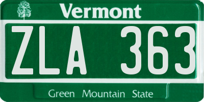 VT license plate ZLA363
