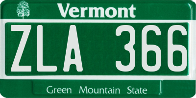 VT license plate ZLA366