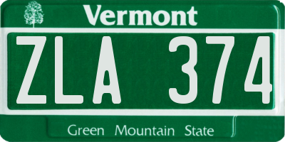 VT license plate ZLA374