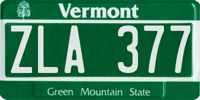 VT license plate ZLA377
