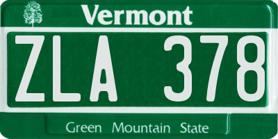 VT license plate ZLA378