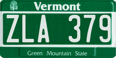 VT license plate ZLA379