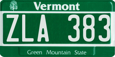 VT license plate ZLA383
