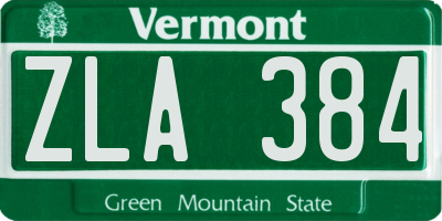 VT license plate ZLA384