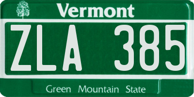 VT license plate ZLA385