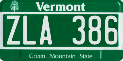 VT license plate ZLA386