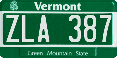 VT license plate ZLA387