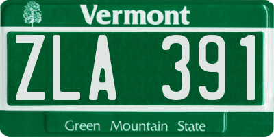 VT license plate ZLA391