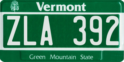 VT license plate ZLA392