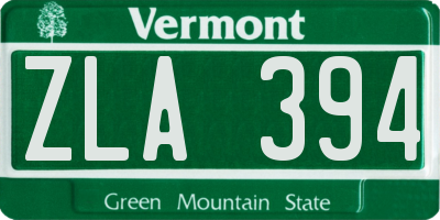 VT license plate ZLA394