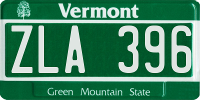 VT license plate ZLA396