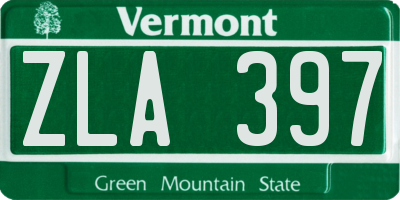 VT license plate ZLA397
