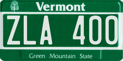 VT license plate ZLA400
