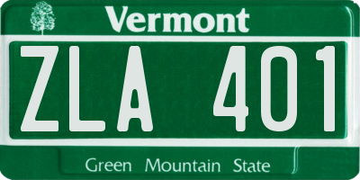 VT license plate ZLA401