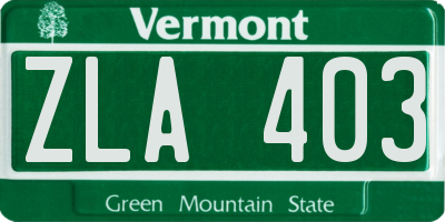 VT license plate ZLA403