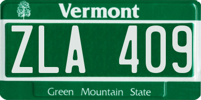 VT license plate ZLA409