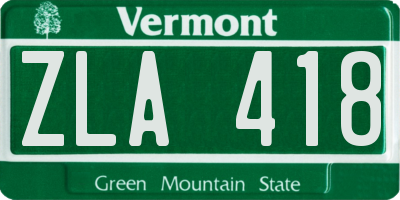 VT license plate ZLA418