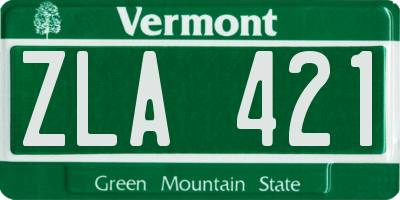 VT license plate ZLA421