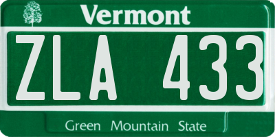 VT license plate ZLA433