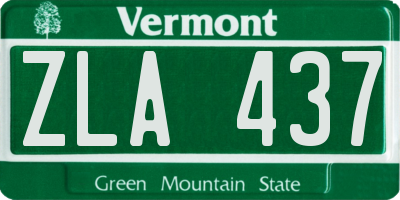 VT license plate ZLA437