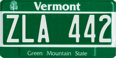 VT license plate ZLA442