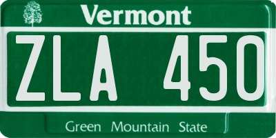 VT license plate ZLA450