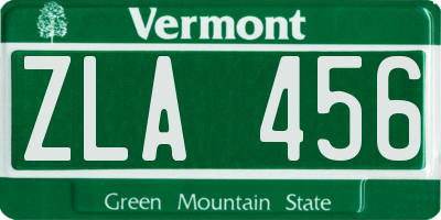 VT license plate ZLA456