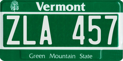 VT license plate ZLA457