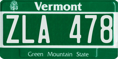 VT license plate ZLA478