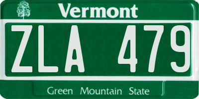 VT license plate ZLA479