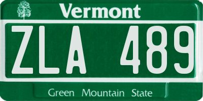 VT license plate ZLA489