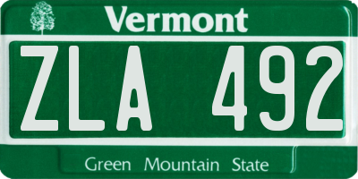 VT license plate ZLA492